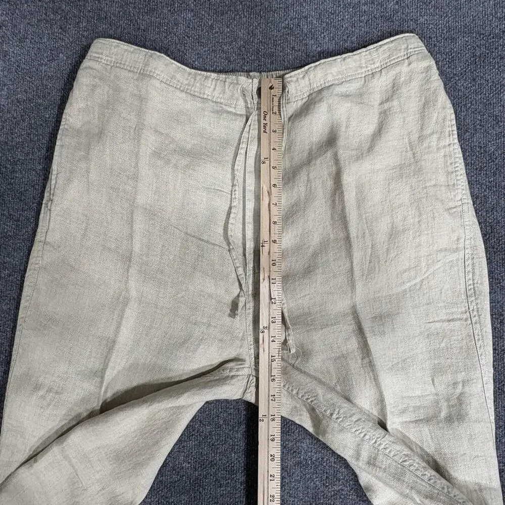 Castagne Linen Pants Mens XLT Natural Drawstring Elastic Waist Casual Relaxed